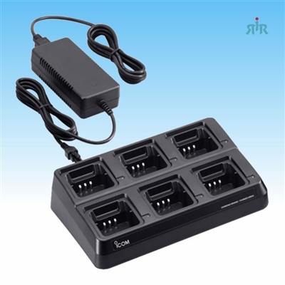 ICOM BC121N Universal Gang 6-Unit Rapid Charger. Requiring Radio Cups and AC Adapters.