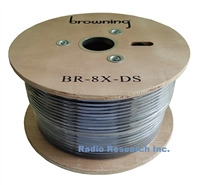 RG8X Double Shield Flexible Black Coax Cable, Stranded Bare Copper Center. 500 Ft. Wood Reel