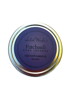 Patchouli Cone Incense - 10 Cones in metal tin.