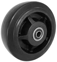 5"x 2" Rubber on Nylon Core Wheel, Roller Bearing