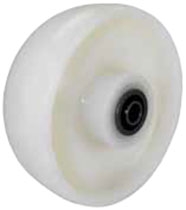 5"x 2" White Nylon Wheel, Roller Bearing