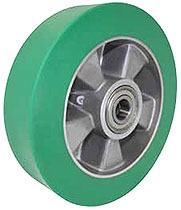 6"x 2"  Polyurethane on Aluminum Mag  Wheel Green, Precision Bearing