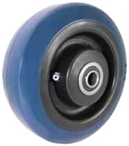 4"x 2"  Blue Polyurethane on Black Polyolefin Core Wheel, Roller Bearing