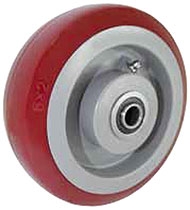 4"x 2"  Maroon Polyurethane on Gray Polyolefin Core Wheel, Roller Bearing