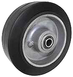 6"x 2"  High Performance Rubber on Aluminum Wheel Black, Roller Bearing