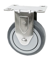 Stainless Steel Light Duty 3"X1-1/4" Rigid Caster Gray Rubber on Polyolefin Core