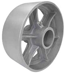 6"x 3" Cast Iron Semi Steel Wheel 4 Spoke Core, Silver, Roller Bearing