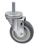 Light Duty Medium Duty 3"x 1.25" Swivel Threaded Stem Caster TPR Grey Soft Rubber Wheel