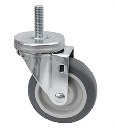 Light Duty Medium Duty 3"x 1.25" Swivel Threaded Stem Caster TPR Grey Soft Rubber Wheel