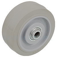 4"x 1.25" Soft Grey Rubber, Non Marking Wheel with Roller Bearing