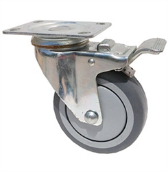 Stainless Steel Light Duty 4"X1-1/4" Total Lock Swivel Caster Gray Rubber on Polyolefin Core