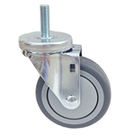 Light Duty Medium Duty 5"x 1.25" Swivel Threaded Stem Caster TPR Soft Gray Rubber Wheel