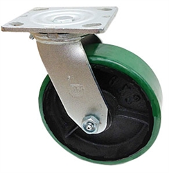 Medium Duty 5"x 2"" Swivel Caster Polyurethane on Cast Iron Wheel