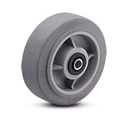 5"x 2" Soft Grey Rubber, Non Marking Wheel with Roller Bearing