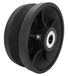 5"x 2" Cast Iron / Semi Steel v groove wheel, black, roller bearing