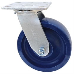 Medium Duty 6"x 2" Swivel Caster Solid Polyurethane Blue Wheel