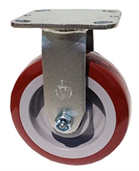Medium Duty 6"x 2"" Rigid Caster Polyurethane on Polyolefin Blue Wheel