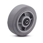 6"x 2" Soft Grey Rubber, Non Marking Wheel with Roller Bearing