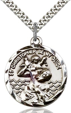 St Christopher Sterling Silver on 24" Chain