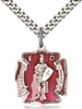 St Florian Red Enamel Sterling Silver Medal on 24" Chain