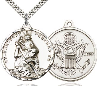 St Christopher Army Sterling Silver 24"