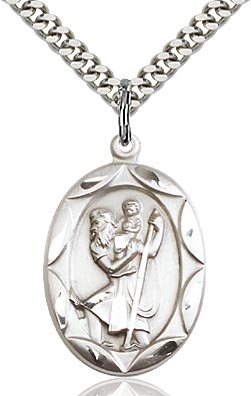 St Christopher Sterling Silver on 24" Chain