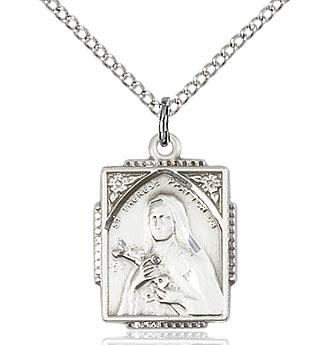 St. Therese of Lisieux Sterling Silver on 18" Chain