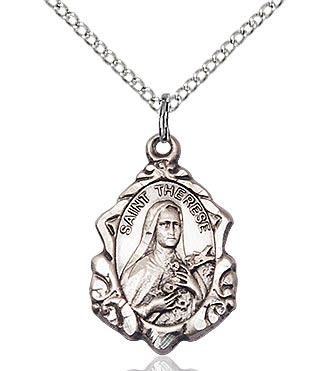 St. Therese of Lisieux Sterling Silver on 18" Chain