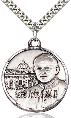 St. John Paul II Sterling Silver on 24" Chain