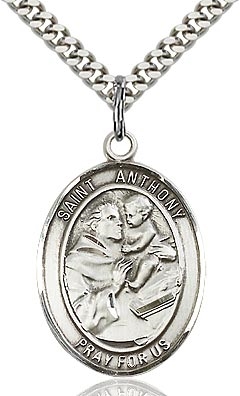 St. Anthony of Padua Sterling Silver on 24" Chain