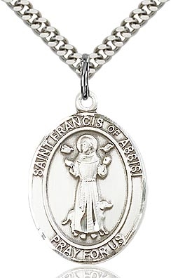 St. Francis of Assisi Sterling Silver on 24" Chain