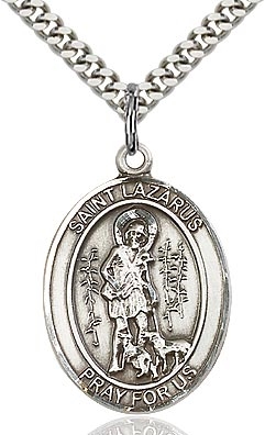 St. Lazarus Sterling Silver on 24" Chain