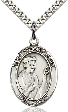 St. Thomas More Sterling Silver on 24" Chain