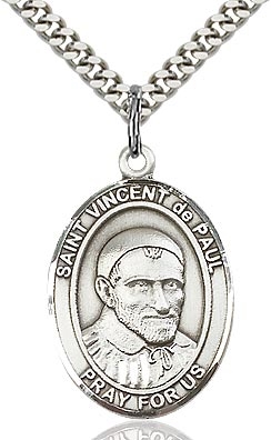 St Vincent de Paul Sterling Silver on 24" Chain