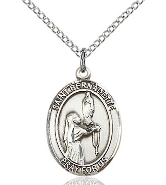 St. Bernadette Sterling Silver on 18" Chain
