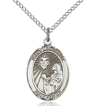 St. Margaret Mary Alacoque Sterling Silver on 18" Chain