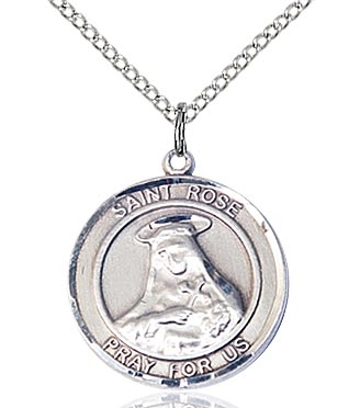 St Rose of Lima Sterling Silver on 18" Chain