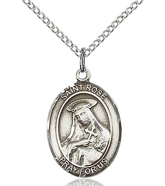 St Rose of Lima Sterling Silver on 18" Chain
