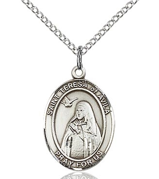 St. Teresa of Avila Sterling Silver on 18" Chain