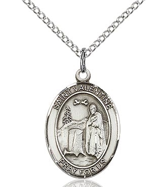 St Valentine Sterling Silver on 18" Chain