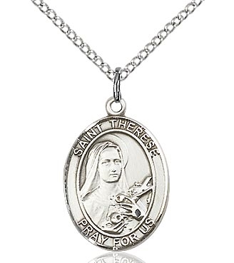 St. Therese of Lisieux Sterling Silver on 18" Chain