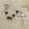 6mm black Pearl sterling silver beaded rosary