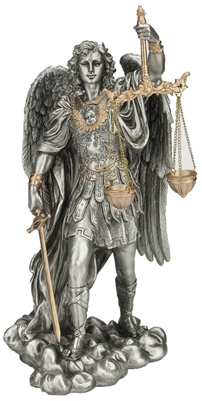 St Michael the Archangel, Scales of Justice 11" Pewter Statue