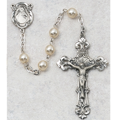 6MM Pearl Sterling Silver Rosary