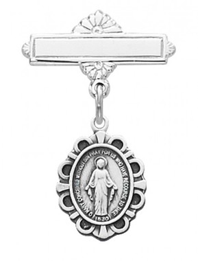 Miraculous Medal Baby Pin sterling silver