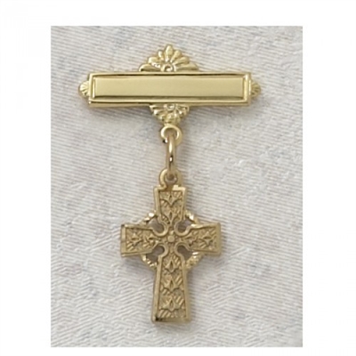 Celtic cross Baby Pin gold over sterling silver