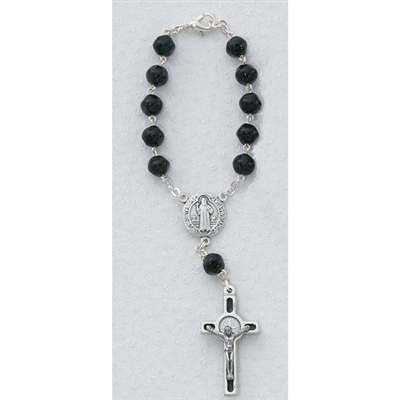 Black Bead Benedict Auto Rosary