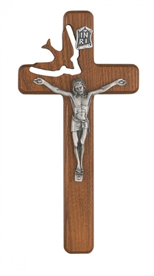 7" walnut Wood Holy Spirit Crucifix