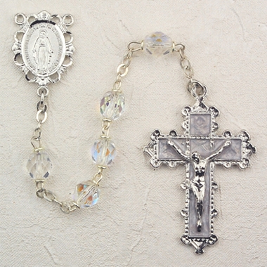 Birthstone rosary- April - Crystal 6MM Rosary