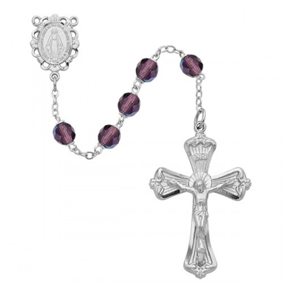 Birthstone rosary-February- Dark Amethyst 6MM Rosary